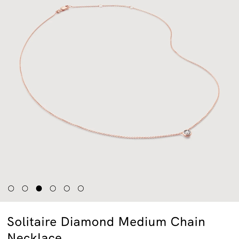 Monica Vinader Elegant Rose Gold Solitaire Diamond Necklace